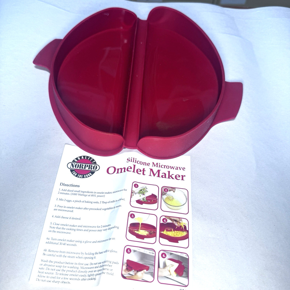 Norpro Silicone Microwave 2 Egg Omelet Maker, Red easy cook chef kitchen